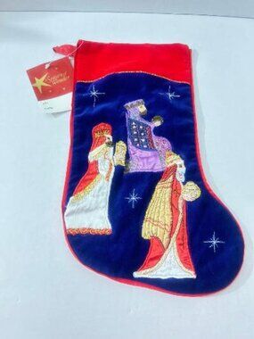 Three Wise Men Velvet Christmas Stocking New Vintage